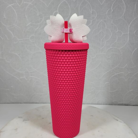 Starbucks Mexico Matte Berry Tumbler Venti 24oz Pink Studded with Straw Bow - Picture 13 of 16
